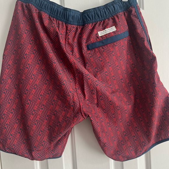 Fair Harbor Red and Blue Men's Swim Shorts - Picture 3 of 4